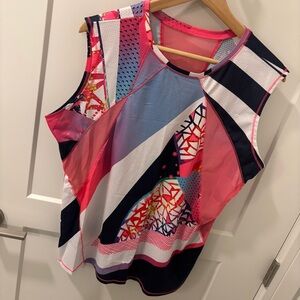 Lucky in Love  Multicolor Performance Mesh Tank - Pink & Navy XL